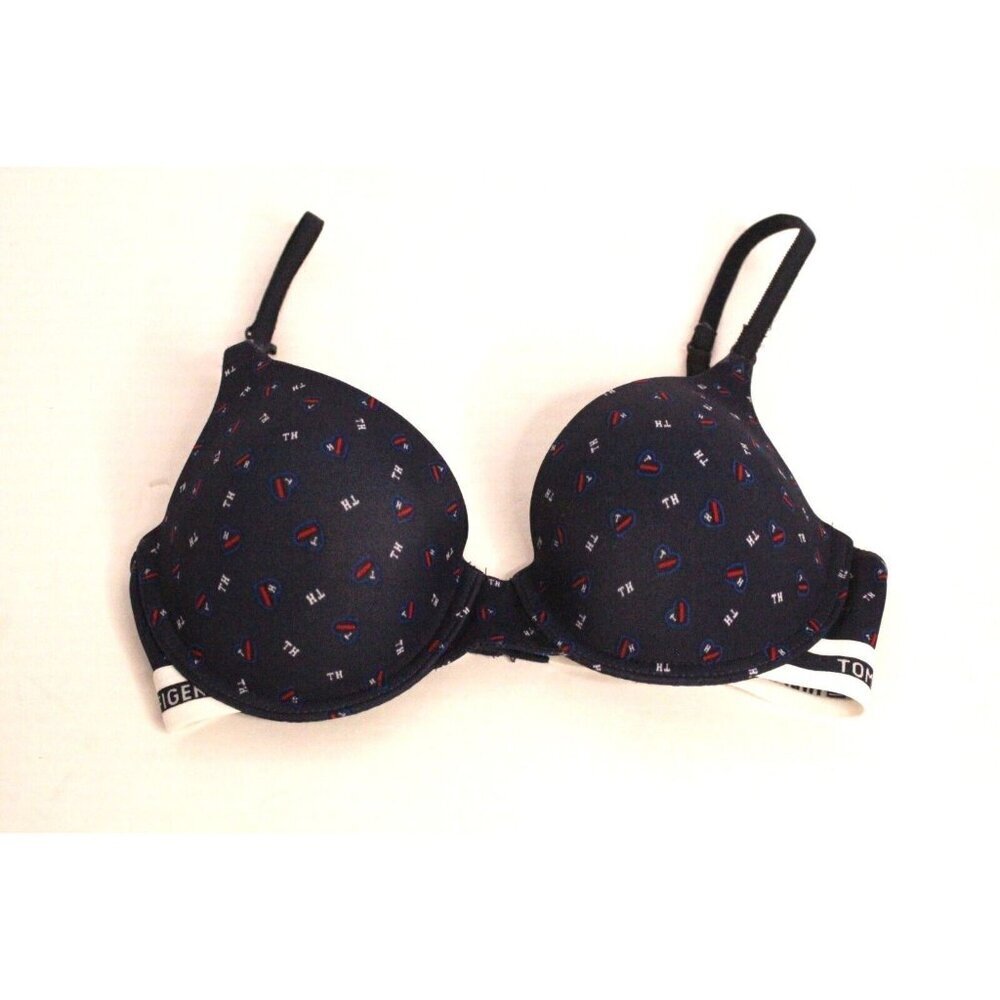 Tommy Hilfiger Padded 34 C Underwire Logo Blue Micro Preppy Y2K Up Bra - Picture 4 of 10